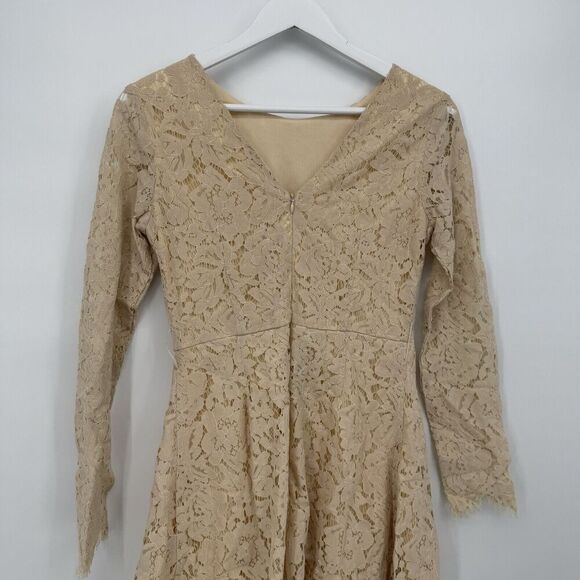 Bohme Cream Lace Long Sleeve Mini Dress Size Medium Cotton Boho - Picture 7 of 9